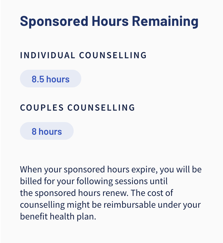 Example of sponsored hours remaining for a client.