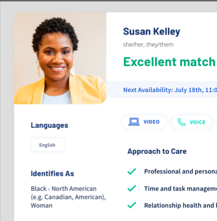 Example of a care provider card.